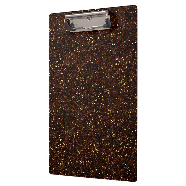 Dark Copper Bronze Orange Glitter Clipboard (Left)