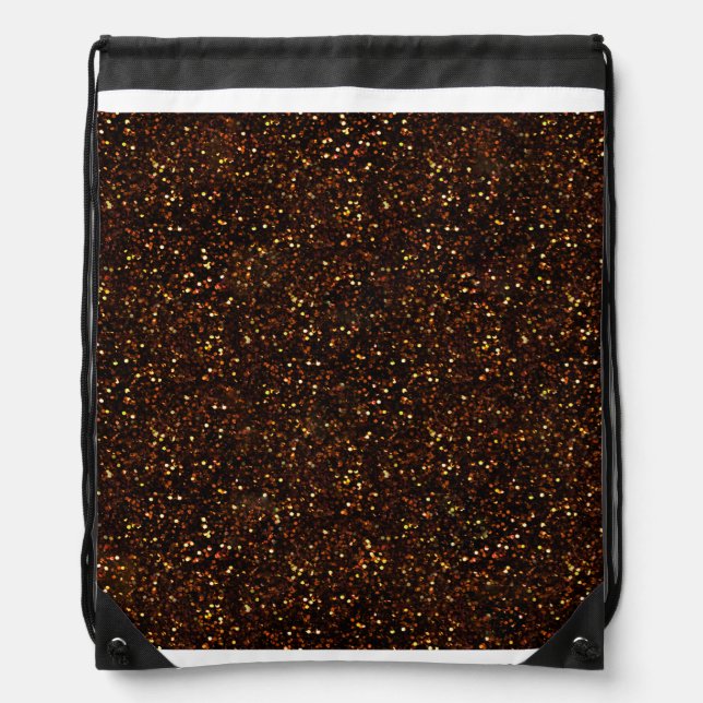 Dark Copper Bronze Orange Glitter Drawstring Bag (Front)