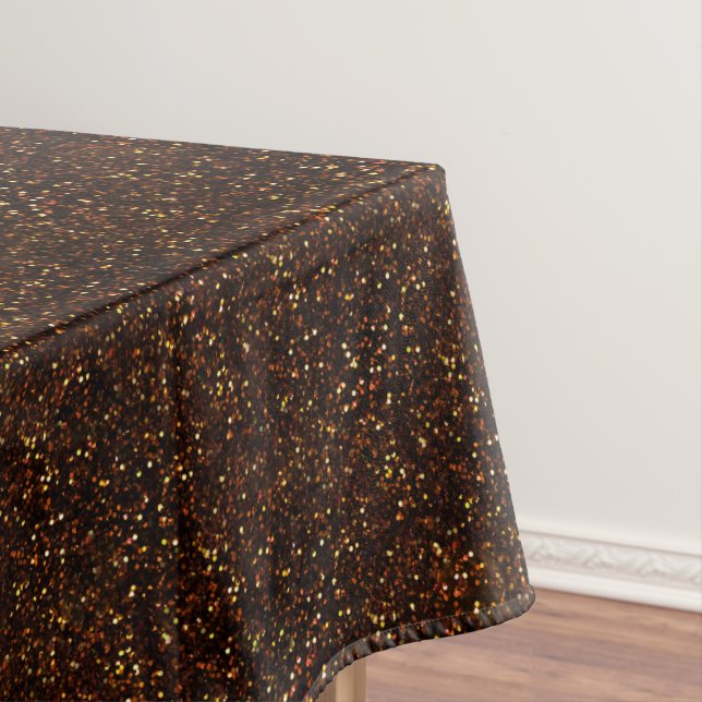 Dark Copper Bronze Orange Glitter Tablecloth (In Situ)