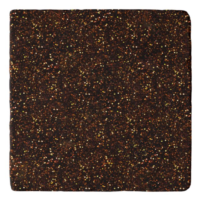 Dark Copper Bronze Orange Glitter Trivet (Front)