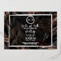 Dark Copper Brown Bronze Botanical Wedding Silver