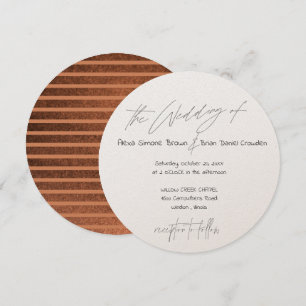 Dark Copper Stripe with Modern Typography Circle Invitation