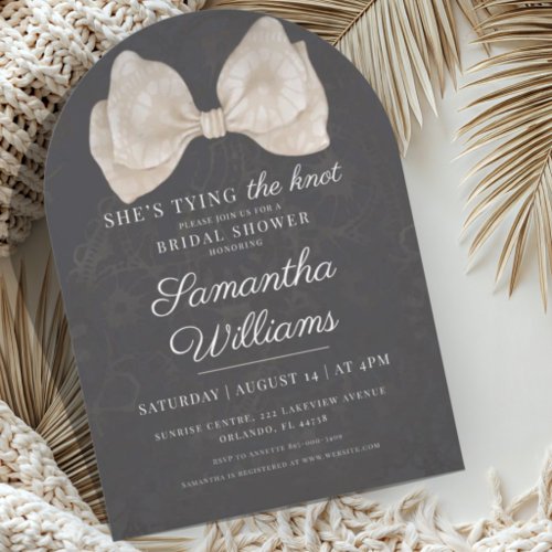 Dark Coquette Lace Bow Bridal Shower Invitation