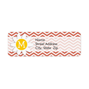 Dark Coral Chevron; Daisy Label