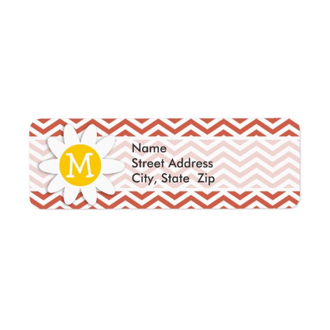 Dark Coral Chevron; Daisy Label (Front)