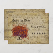 Dark Coral Heart Leaf Tree Save the Date Announcement Postcard (Front/Back)