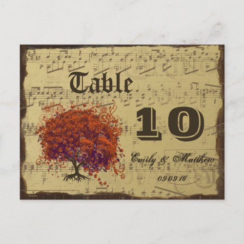 Dark Coral Heart Leaf Tree Table Number