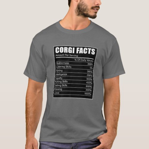 Dark Corgi Facts Dog Welsh Corgi Lover Corgi T_Shirt