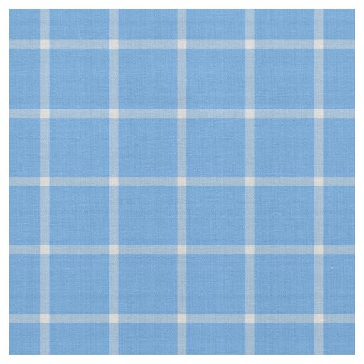 Dark Cornflower Blue and White Windowpane Plaid Fabric