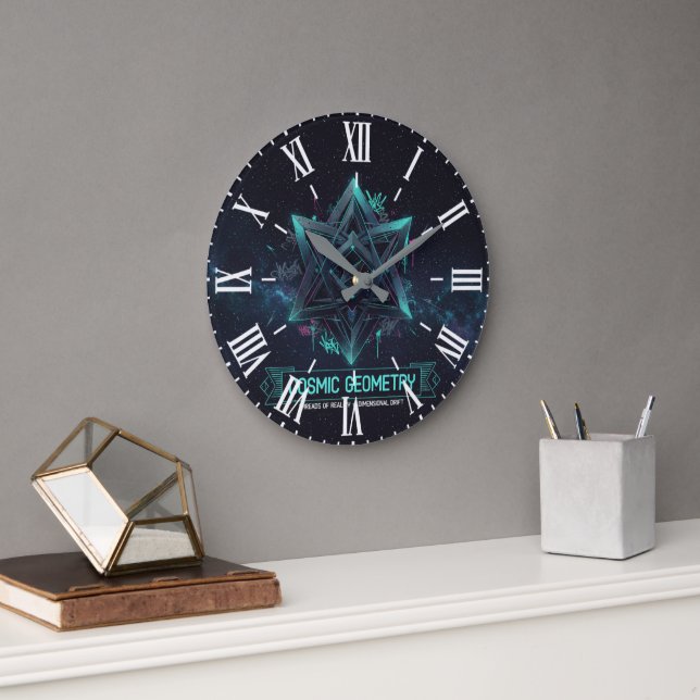 Dark Cosmic Geometry Galactic Space Roman Wall Clo Large Clock (Office)