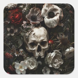 Dark Cottage Core Skulls and Flowers 