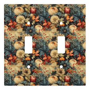 Dark Cottagecore Autumn Pumpkin Floral Light Switch Cover