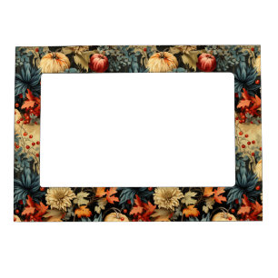 Dark Cottagecore Autumn Pumpkin Floral Magnetic Frame
