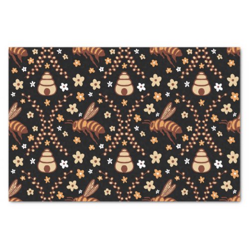 Dark Cottagecore Bees  Beehives Botanical Tissue Paper