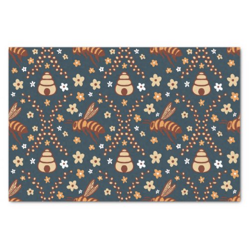 Dark Cottagecore Bees  Beehives Botanical Tissue Paper