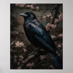 Dark Cottagecore Black Crow Art Print Poster