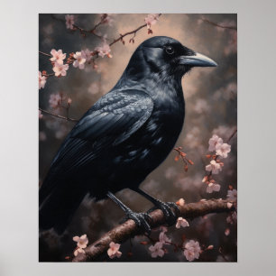 Dark Cottagecore Black Crow Art Print Poster