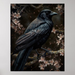 Dark Cottagecore Black Crow Art Print Poster