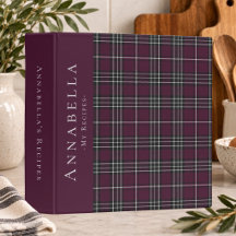 Dark Cottagecore Burgundy Plaid Monogram Recipe