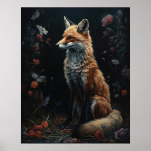 Dark Cottagecore Red Fox Art Print Poster