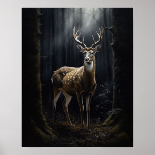 Dark Cottagecore Whitetail Deer Art Print Poster