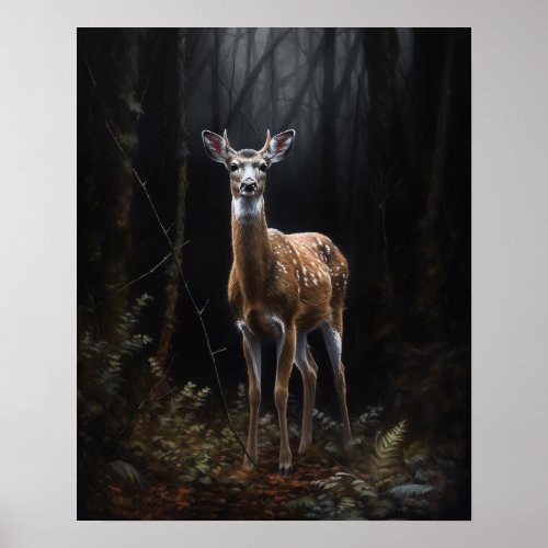 Dark Cottagecore Whitetail Deer Art Print Poster