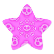 Dark Cotton Candy Pink Skull Star sticker