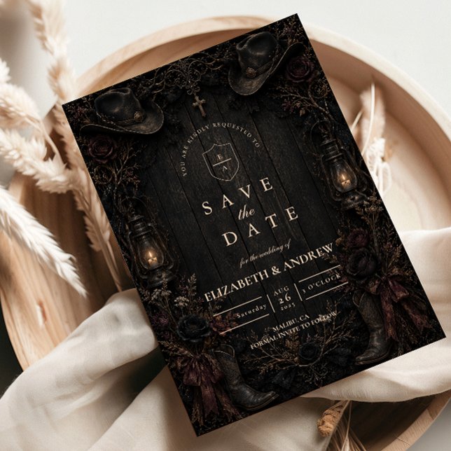 Dark Country Goth Wedding Save The Date (Creator Uploaded)
