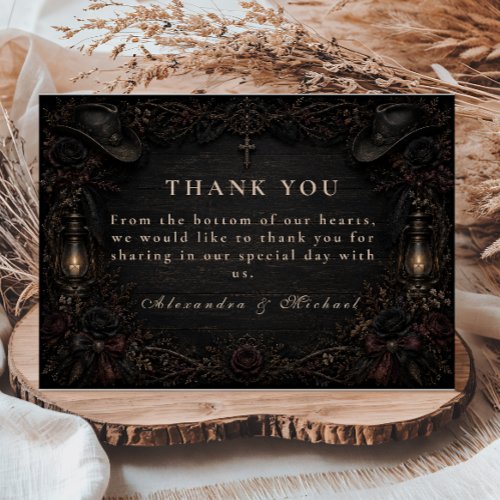Dark Country Goth Wedding Thank You Card