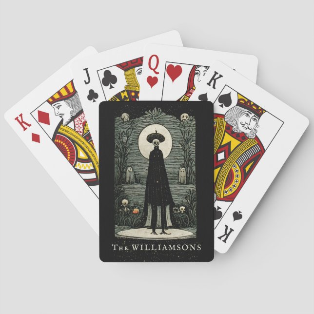 Dark Creepy Vintage Halloween Tarot Inspired Poker Cards (Back)