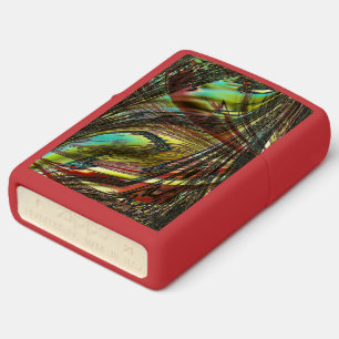 Dark crossed peacock feathers zippo lighter