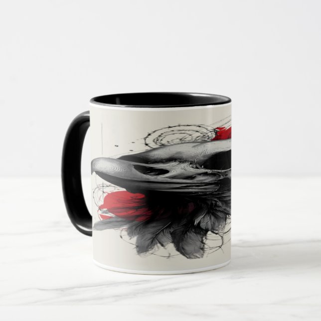 Dark Crow Skull Gothic Grunge Art Mug (Front Left)