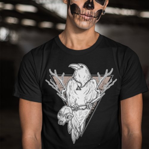 Dark Crow With Illuminati Chain _ Gothic Halloween T_Shirt
