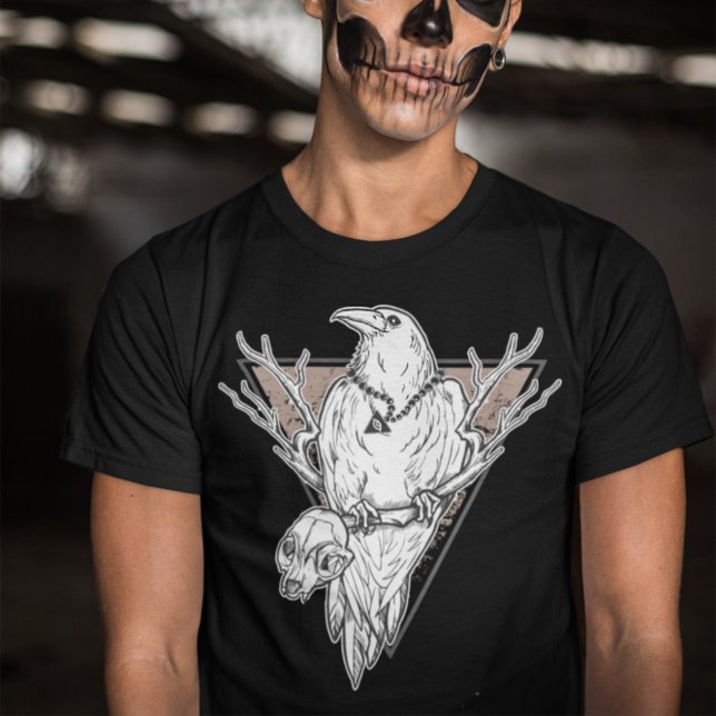Dark Crow With Illuminati Chain - Gothic Halloween T-Shirt (Creator Uploaded)