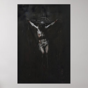 Dark Crucifixion Art Printable Gothic Religious Poster