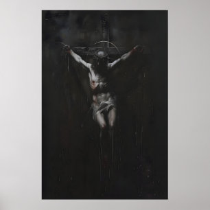 Dark Crucifixion Art Printable Gothic Religious Poster