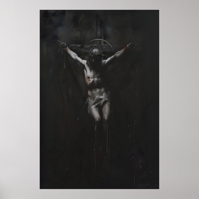 Dark Crucifixion Art Printable Gothic Religious Poster (Front)