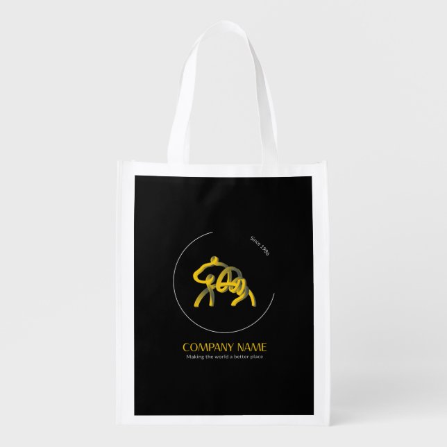 Dark custom logo eco-friendly grocery bag (Front)