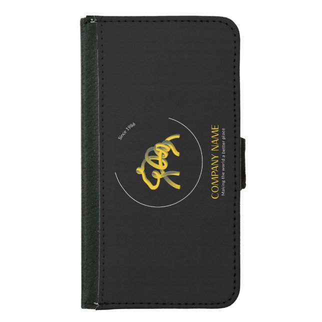 Dark custom logo phone wallet case (Front)