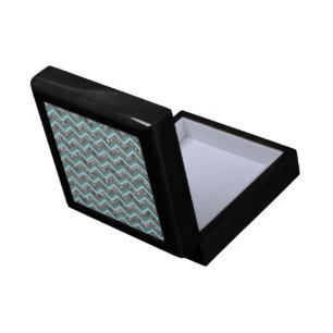 Dark Cut Glass and Teal Zigzag Keepsake Box