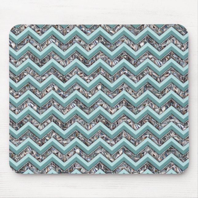 Dark Cut Glass and Teal Zigzag Mouse Pad (Front)