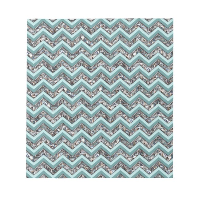 Dark Cut Glass and Teal Zigzag Notepad (Front)