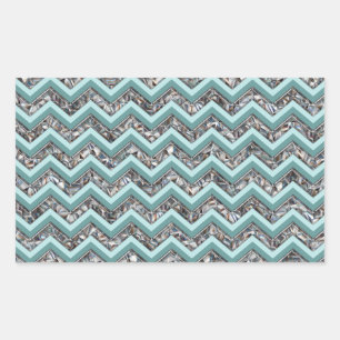 Dark Cut Glass and Teal Zigzag Rectangular Sticker