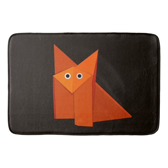 Dark Cute Origami Fox Bathroom Mat (Front)