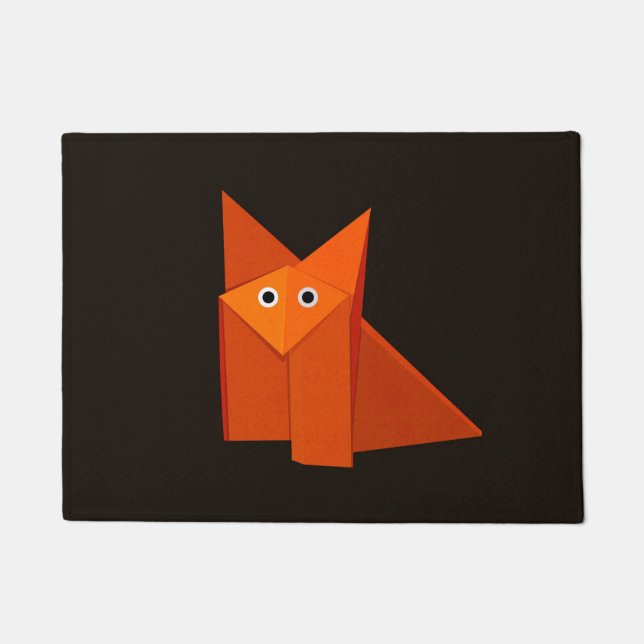 Dark Cute Origami Fox Doormat (Front)