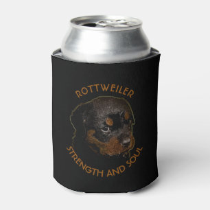 Dark Cute Rottweiler Puppy Dog Can Cooler
