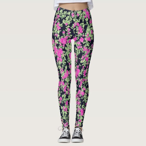 Dark Cute Watercolor Pink Workout Lululemon Floral Leggings