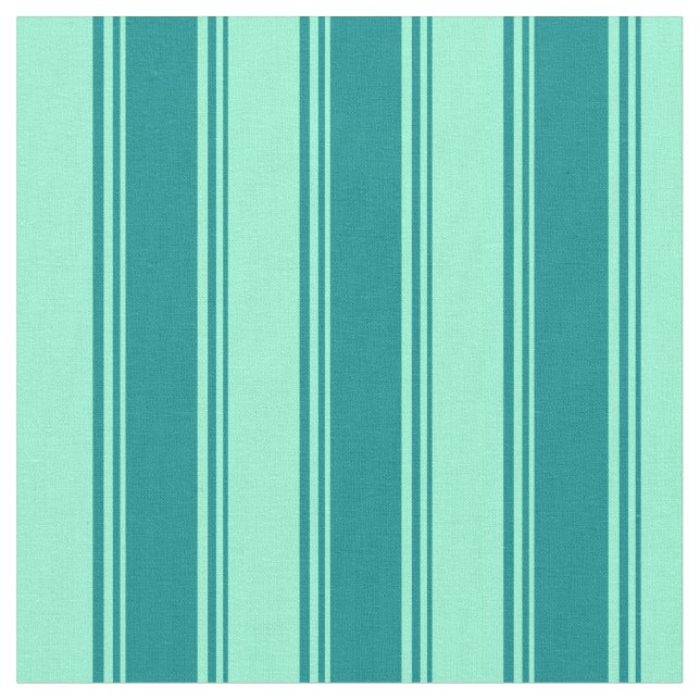 Dark Cyan and Aquamarine Lined/Striped Pattern Fabric (Close Up)