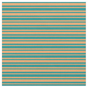Dark Cyan and Brown Colored Striped Pattern Fabric