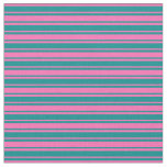 [ Thumbnail: Dark Cyan and Hot Pink Striped Pattern Fabric ]